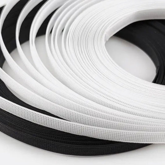 Black and white sew-through polyester boning