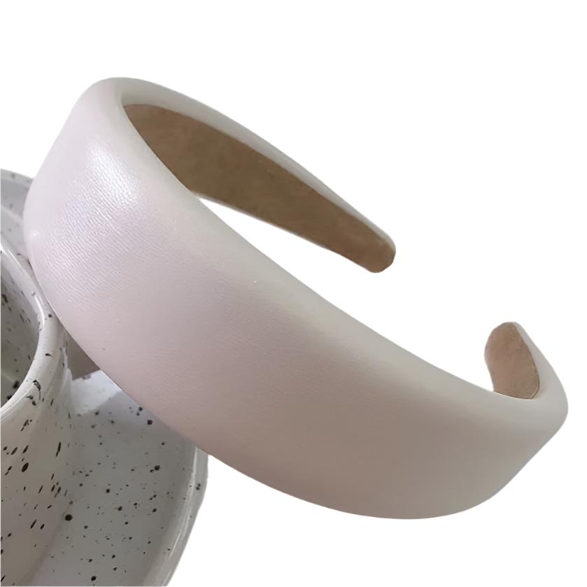 Faux Leather Slightly Padded Headbands  white