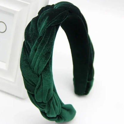 luxury velvet braid padded headbands forest green