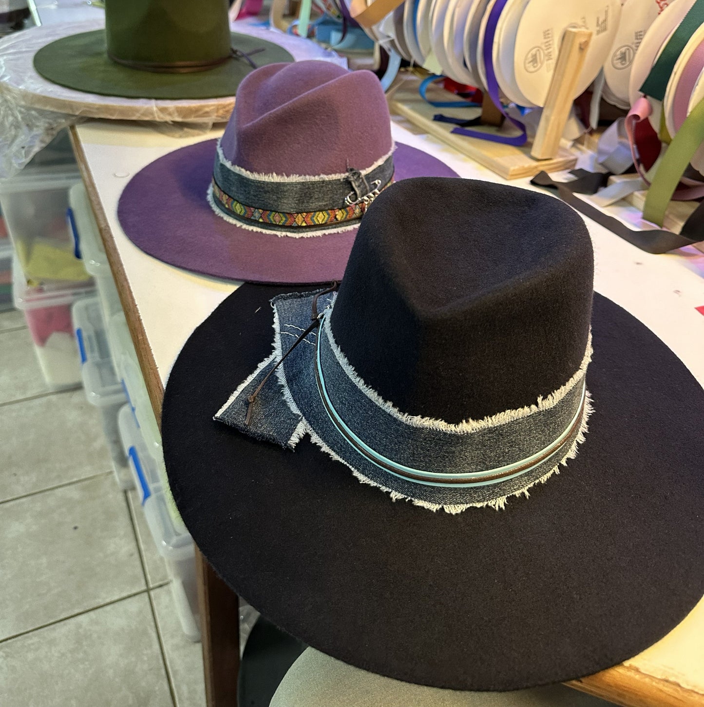 Completed wool felt hats hats from retreat