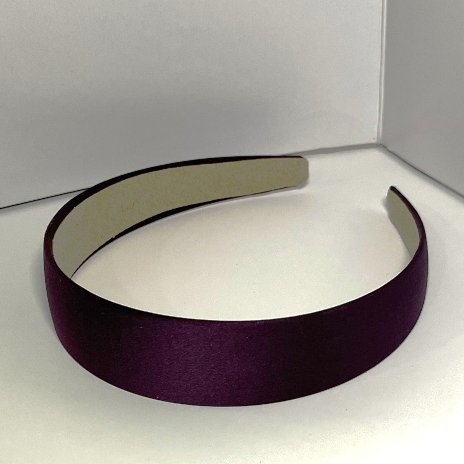 Satin Covered Wide Plastic Headband 1.2in Plum