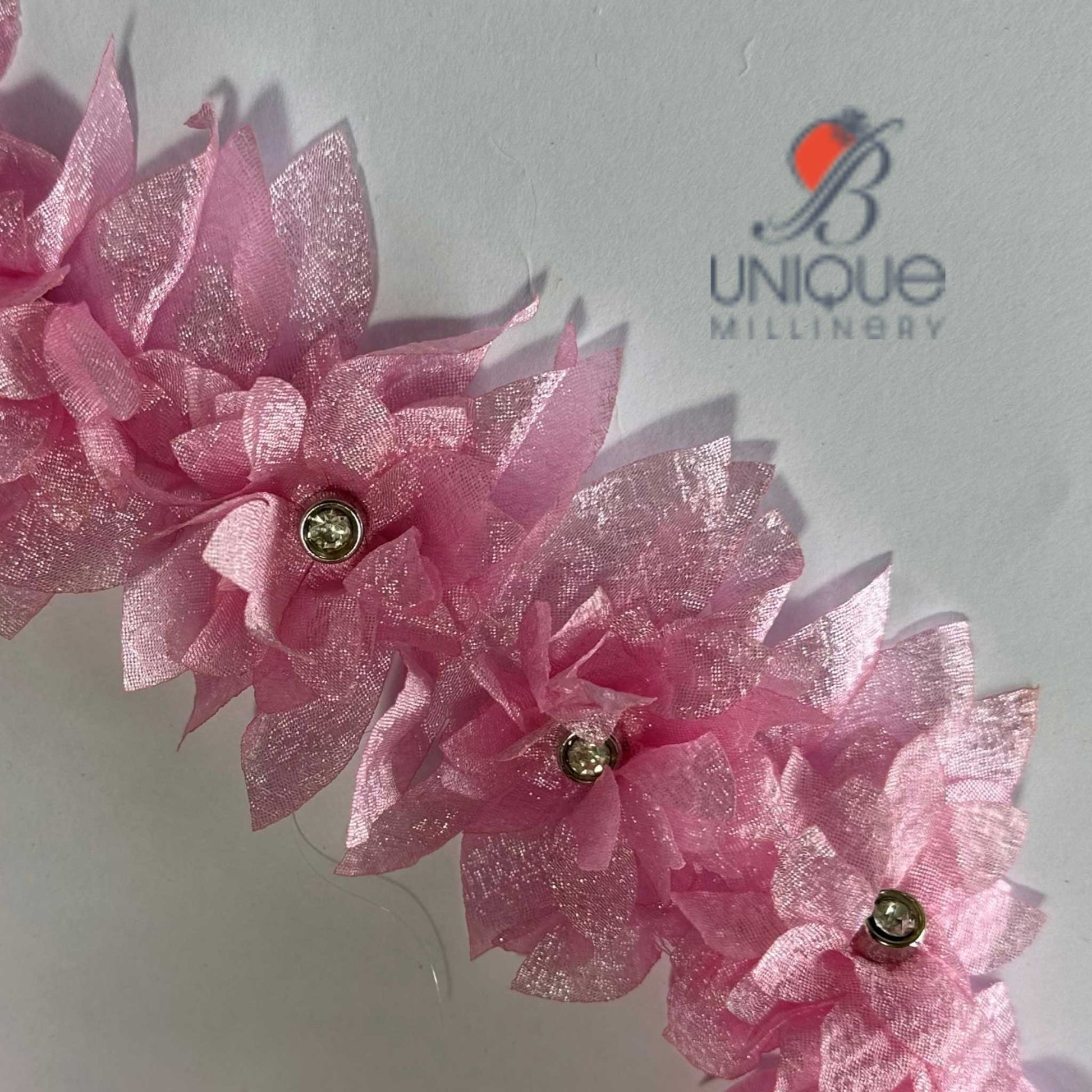 pink 3D diamond ribbon trims 
