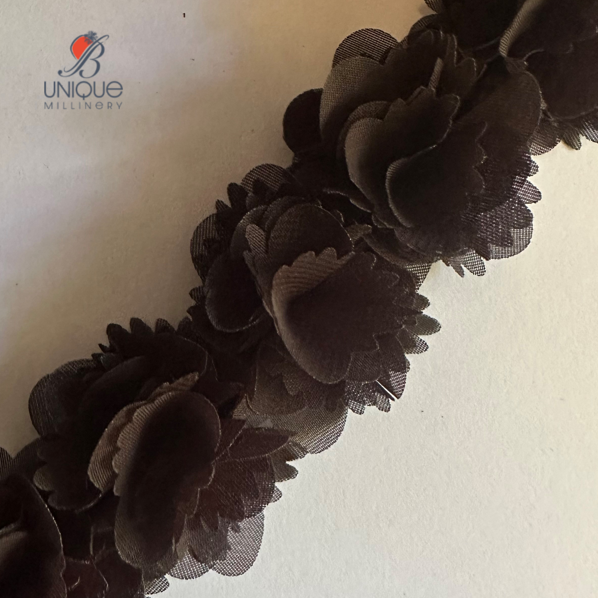 black 3D Ruched ribbon trims 