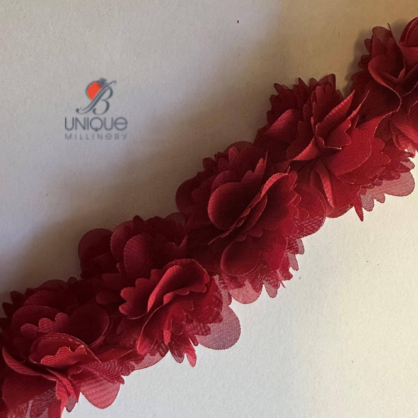 burgundy 3D Ruched ribbon trims 