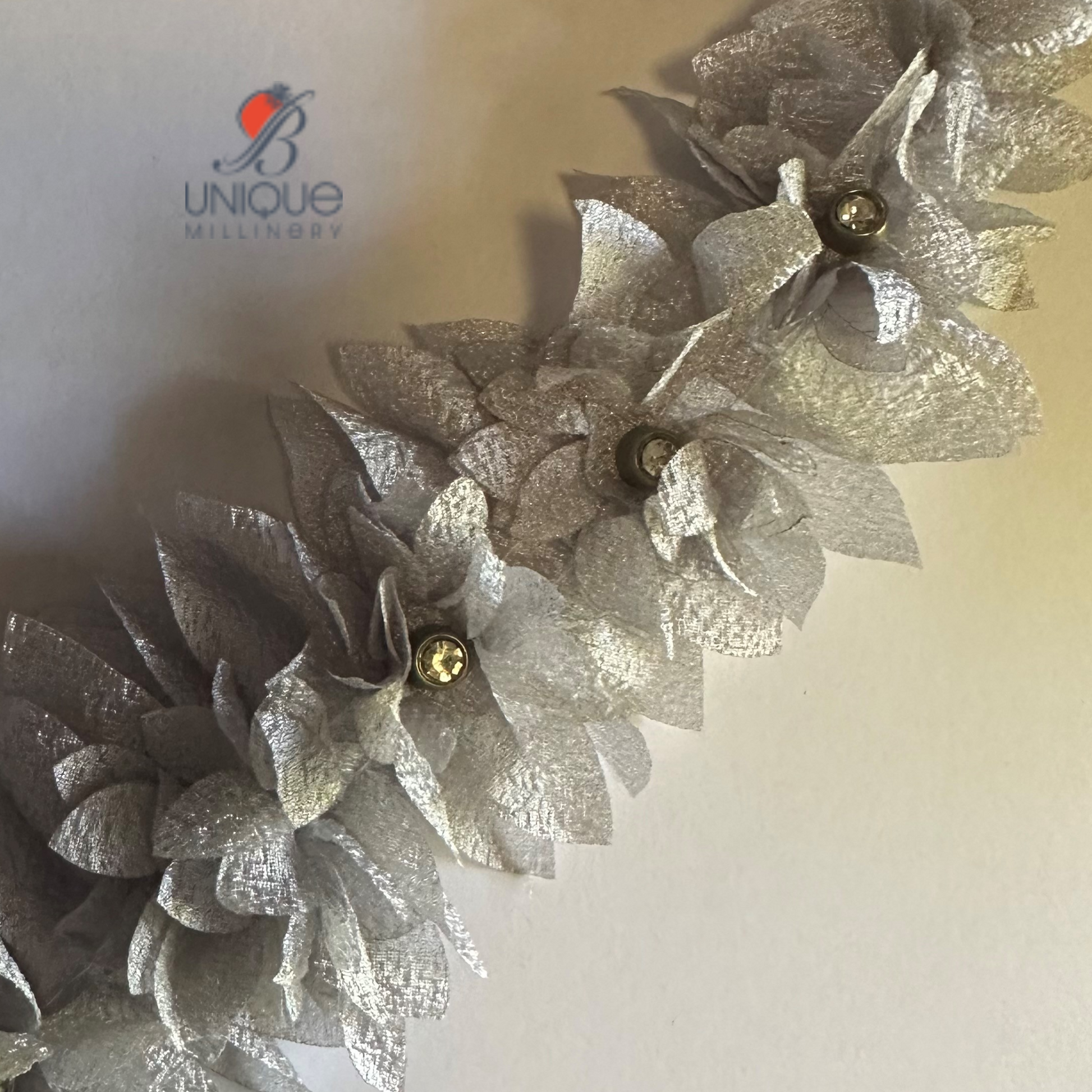 grey 3D diamond ribbon trims 