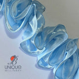 light blue 3D ruched ribbon trims 