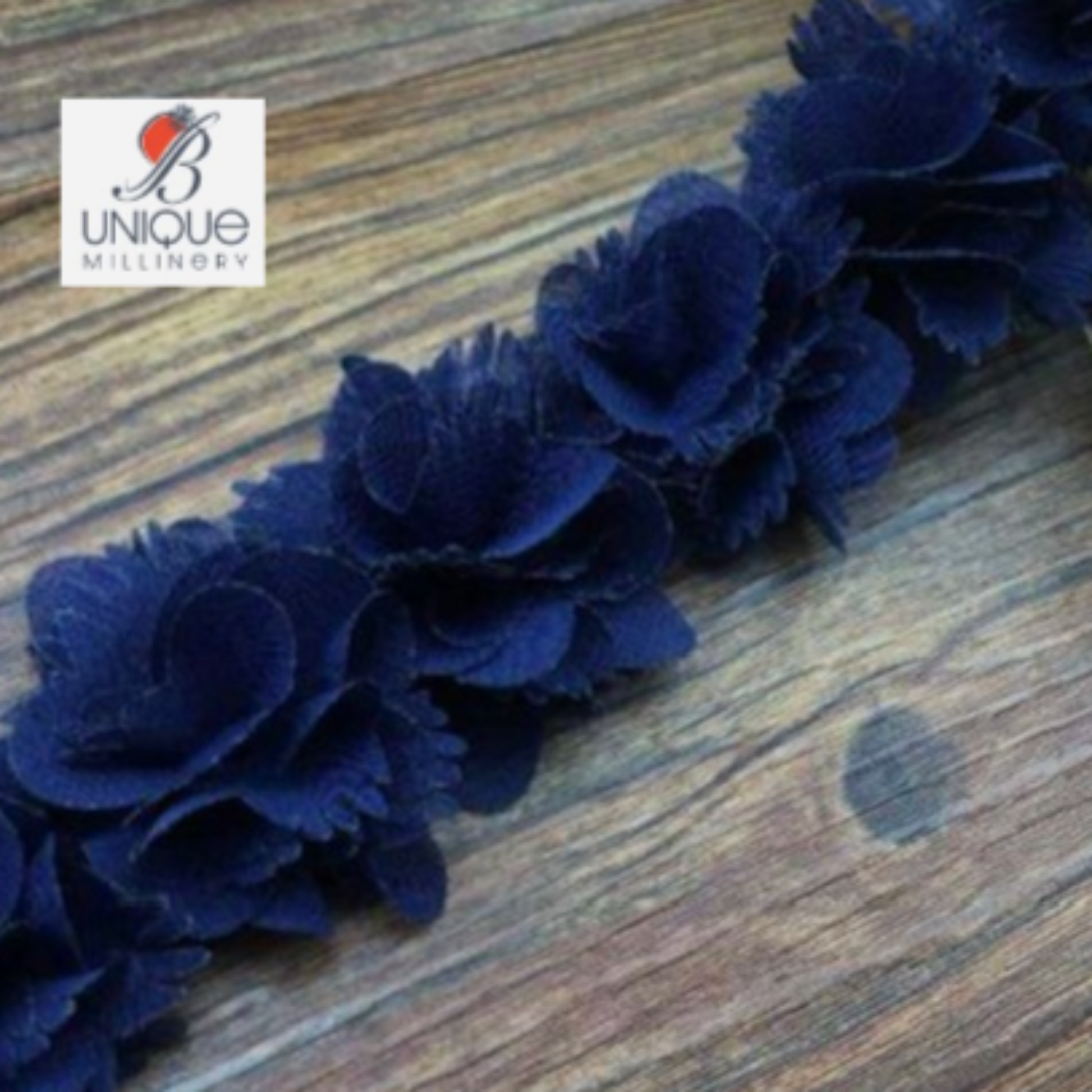 Navy 3D Ruched ribbon trims 
