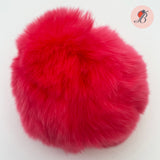 Pink Red Fur Ball - Pink Red Real Fur Pom Pom Ball