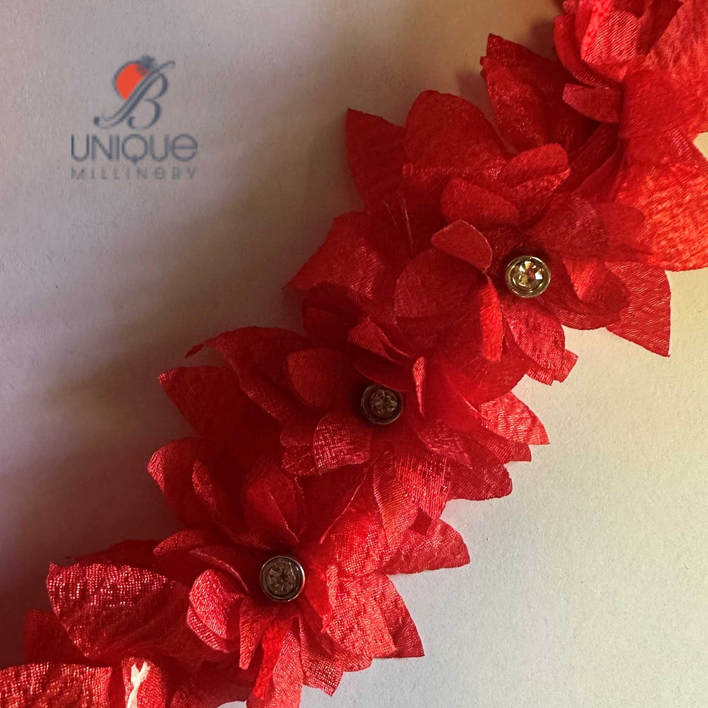 red 3D diamond ribbon trims 