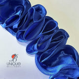 royal blue 3D ruched ribbon trims 