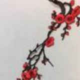 Appliques - red & black fine flower blossum