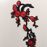 Appliques - black & red flower blossoms