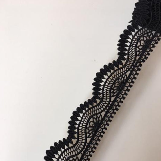 Lace Trim 35 - Classic Scallop Edge Black - AU - B Unique Millinery
