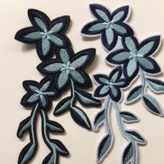 Appliques - Flowers & Leaves Navy & Pale Blue