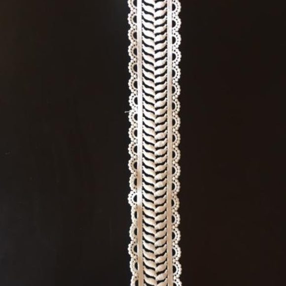 Lace Trim 38 - Herringbone Design White - AU - B Unique Millinery
