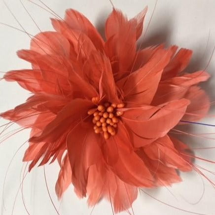 Feather Flower with Peacock Fringes (EF1097) coral