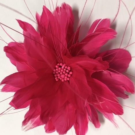 Feather Flower with Peacock Fringes (EF1097) pink peacock