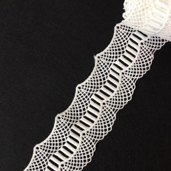 Lace Trim 28 - Lattice Scallop Edge White - AU - B Unique Millinery