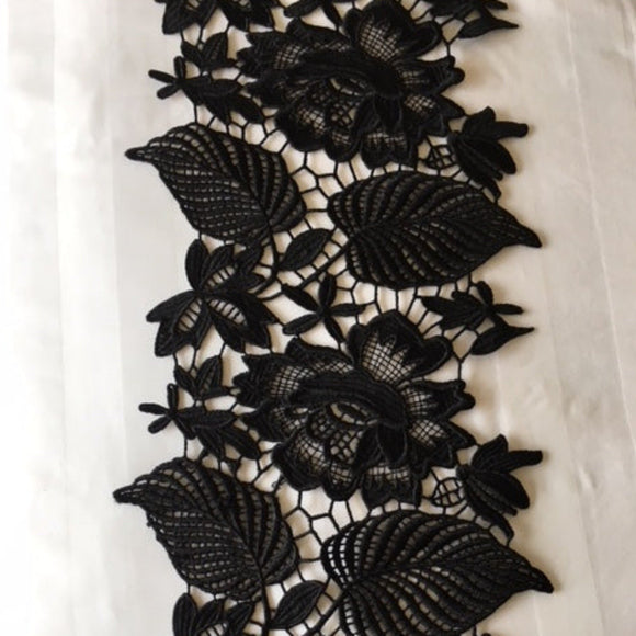 Flower Black Lace Sewing Trims for sale