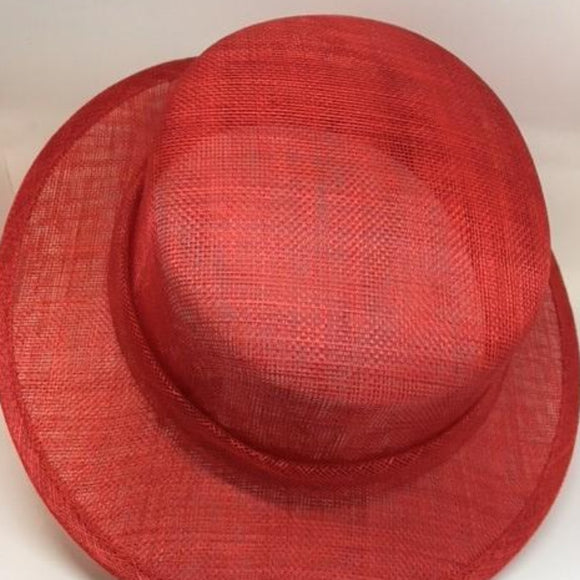 Red New Style Sinamay Boater Hat Bases 
