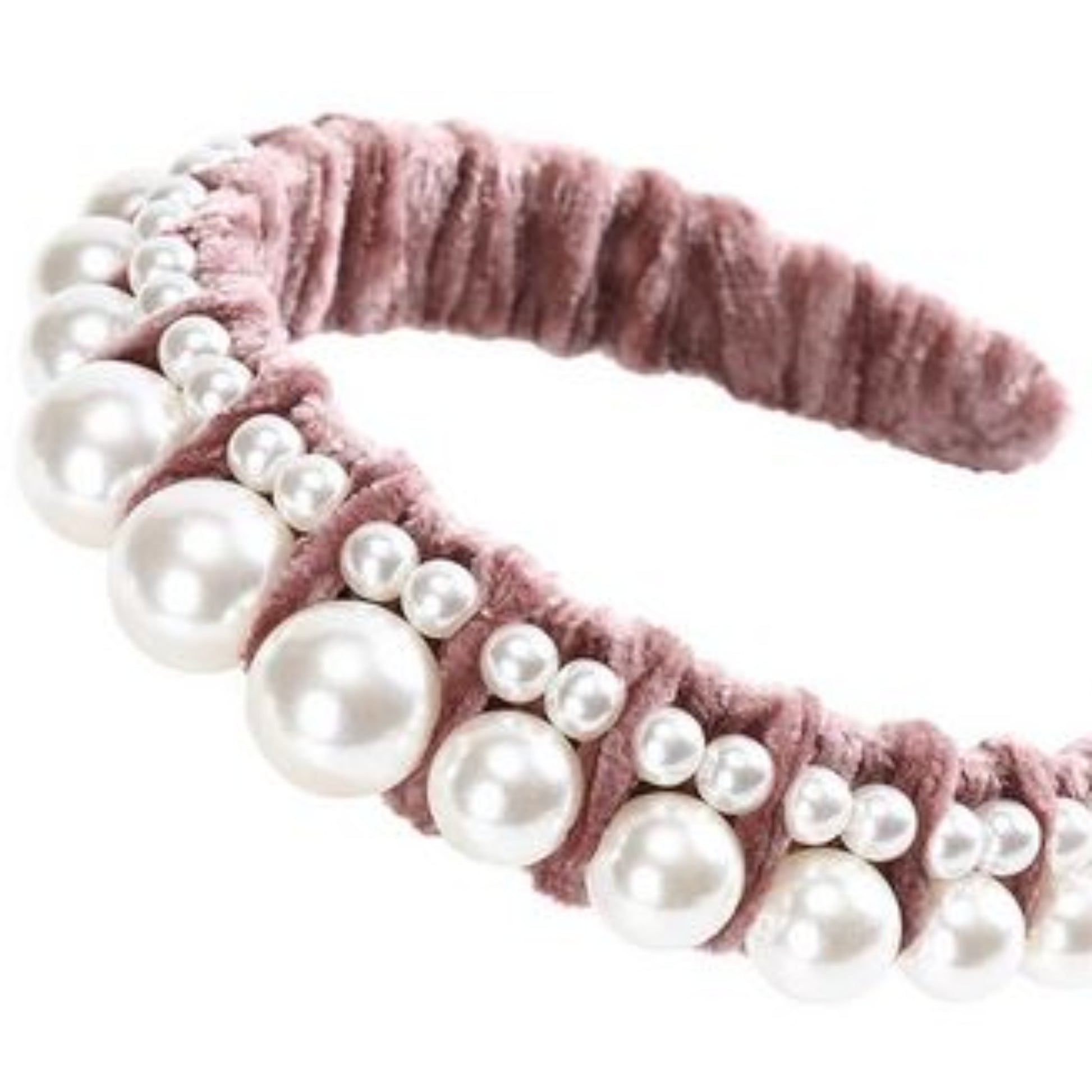 Velvet Ribbon and Pearl Headbands - double row velvet