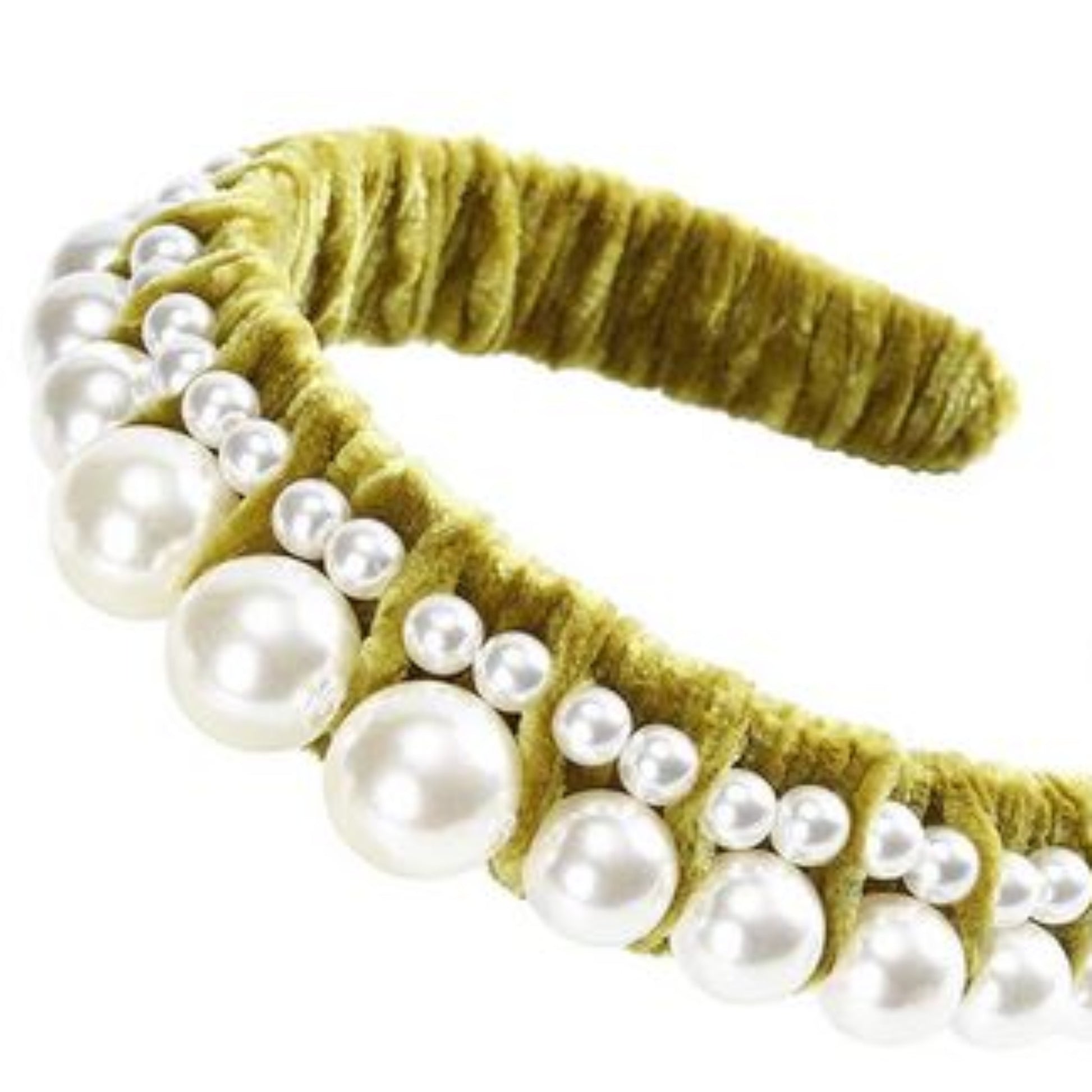Velvet Ribbon and Pearl Headbands - double row velvet
