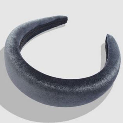Velvet Padded Headbands - silver grey