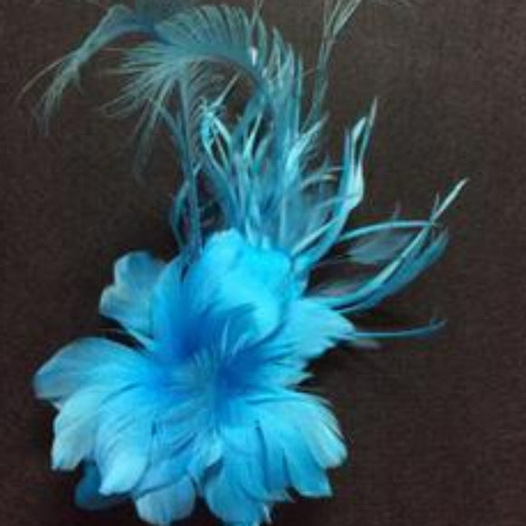 Large Feather Flower on Comb (YX12113) - AU - B Unique Millinery