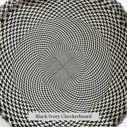black / ivory checkerboard 20" buntal mat