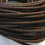 brown Braided leather cord round 
