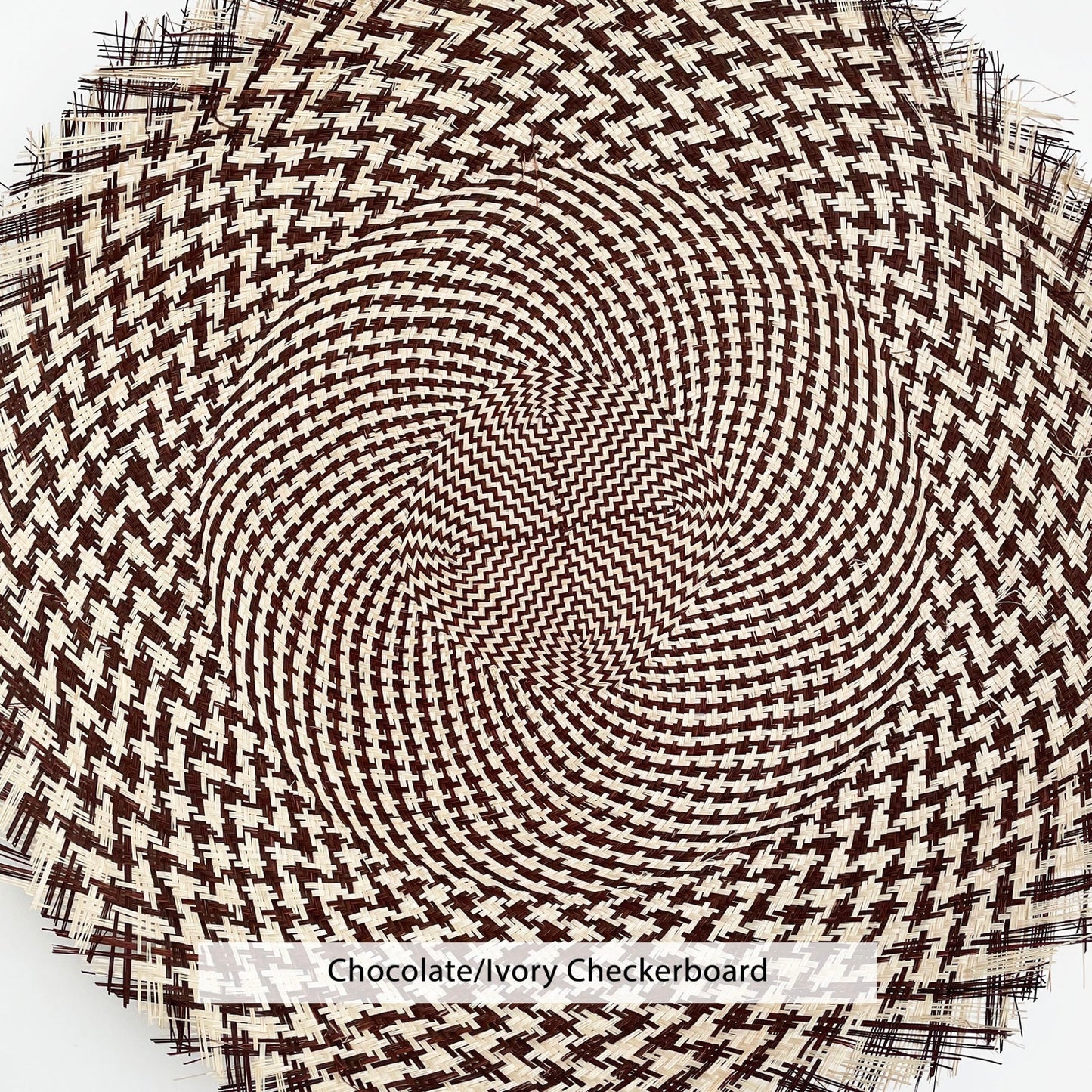 chocolate / ivory checkerboard 20" buntal mat
