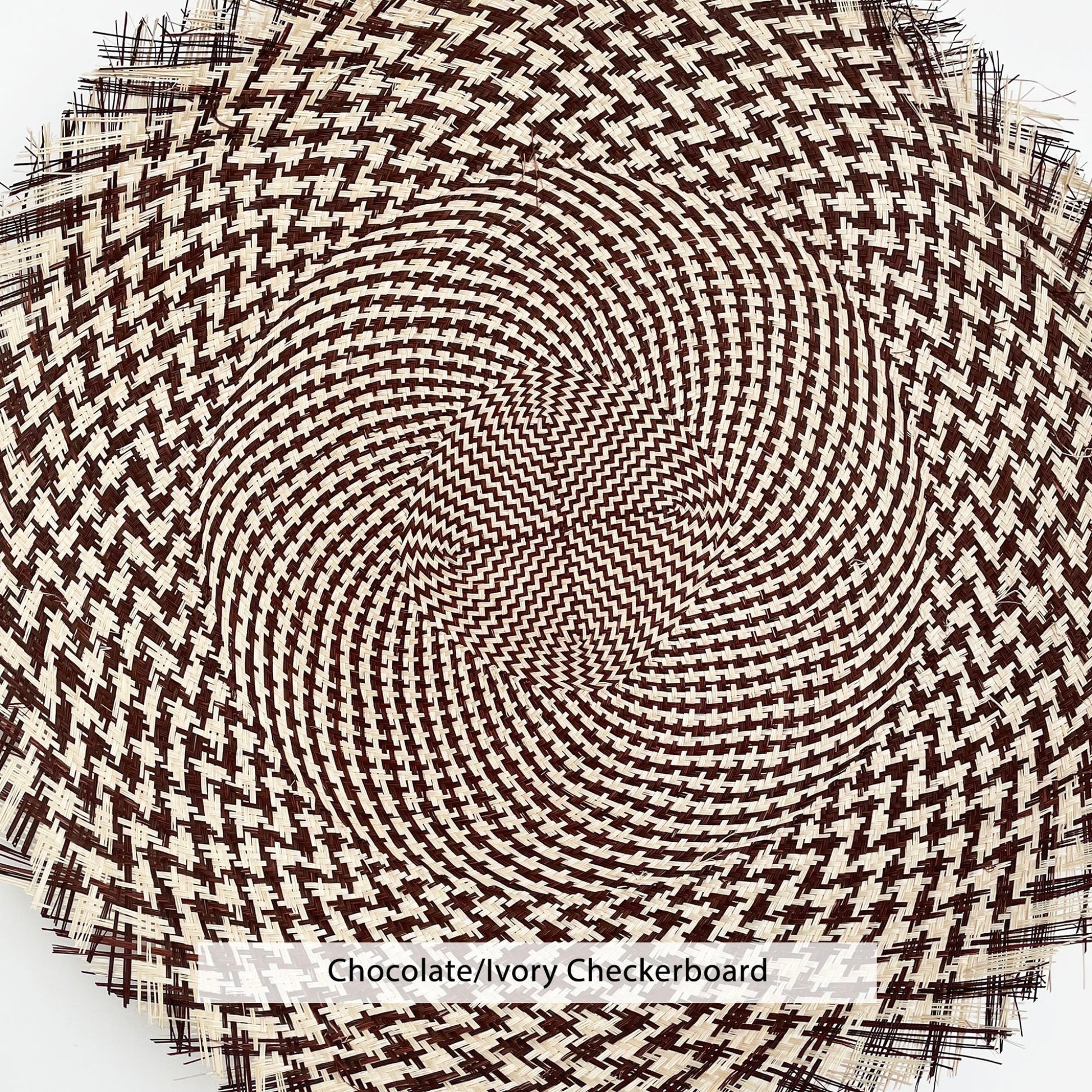 chocolate / ivory checkerboard 20" buntal mat