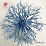 cornflower blue Biot Feather Star Flower on Wire