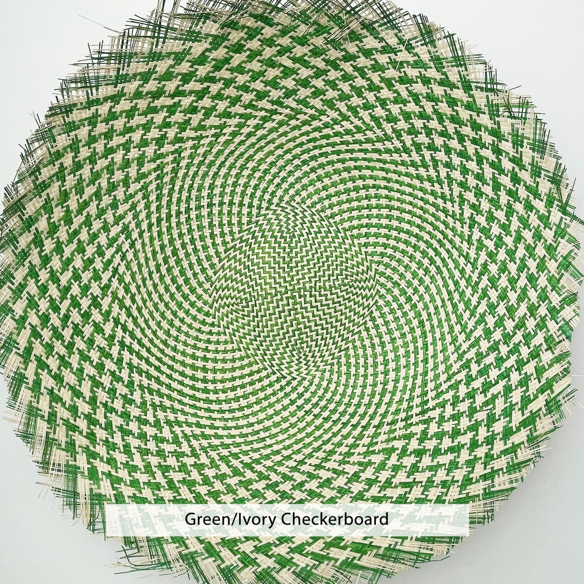 green / ivory checkerboard 20" buntal mat