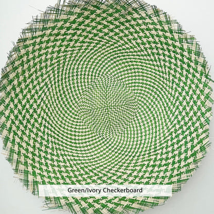 green / ivory checkerboard 20" buntal mat