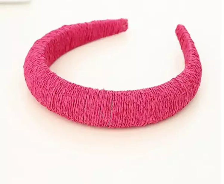 Raffia Straw Wrapped Padded Headbands - AU