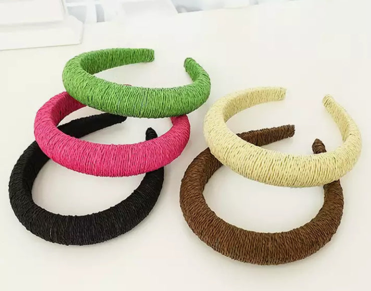 Raffia Straw Wrapped Padded Headbands - AU