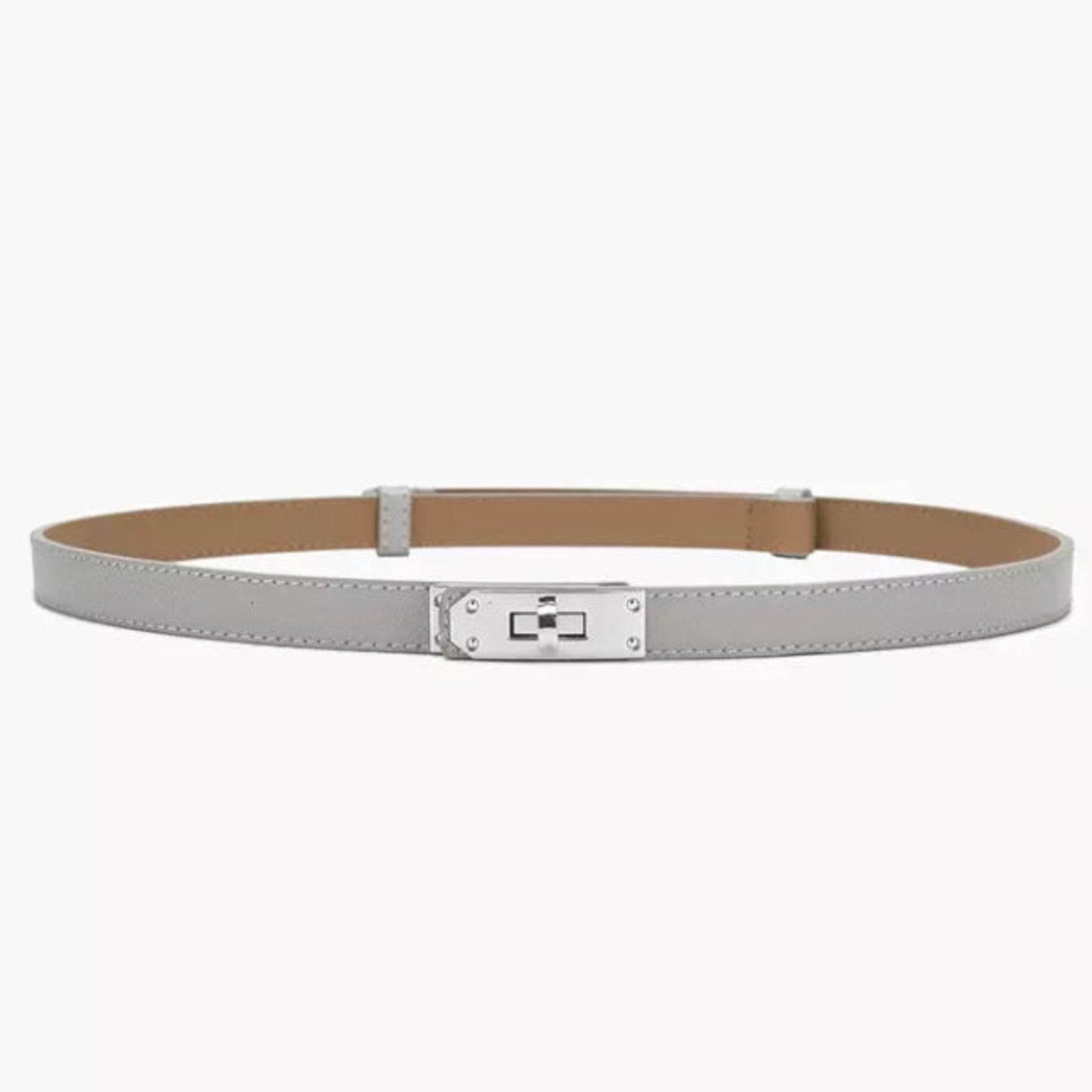 light grey hat band luxury split leather adjustable silver buckle