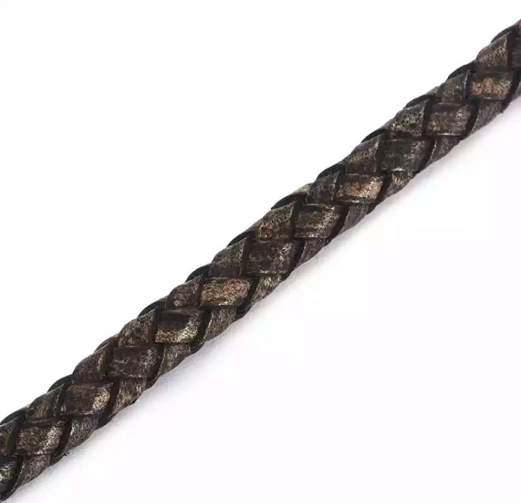 Round Braided Leather Cord 6mm - AU