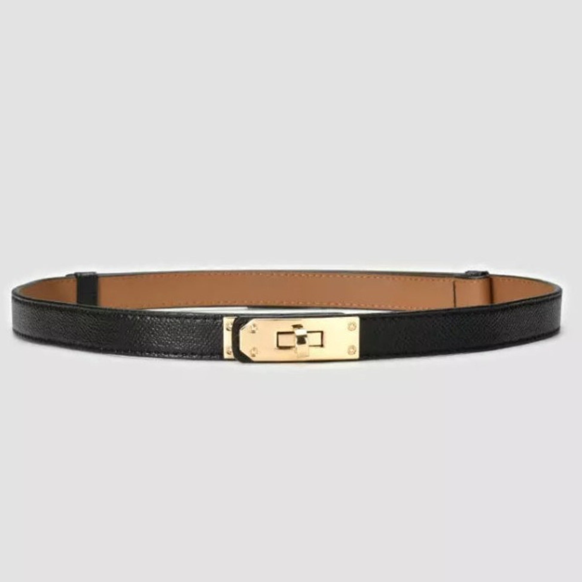 black hat band luxury split leather adjustable gold buckle