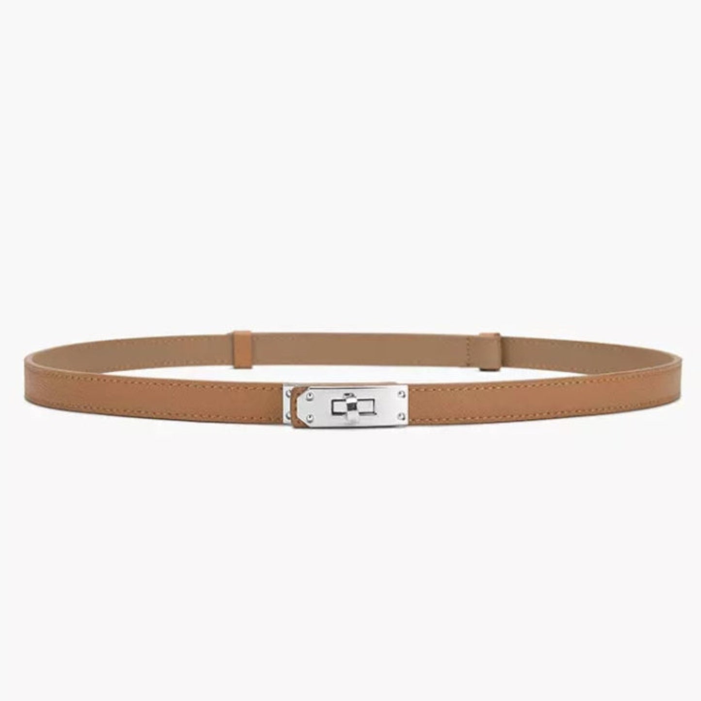camel hat band luxury split leather adjustable silver buckle