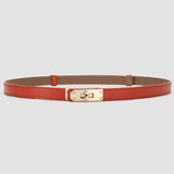 red hat band luxury split leather adjustable gold buckle