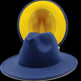 Blocked Hat Base: Double-blocked Ottway trilby fedora navy yellow