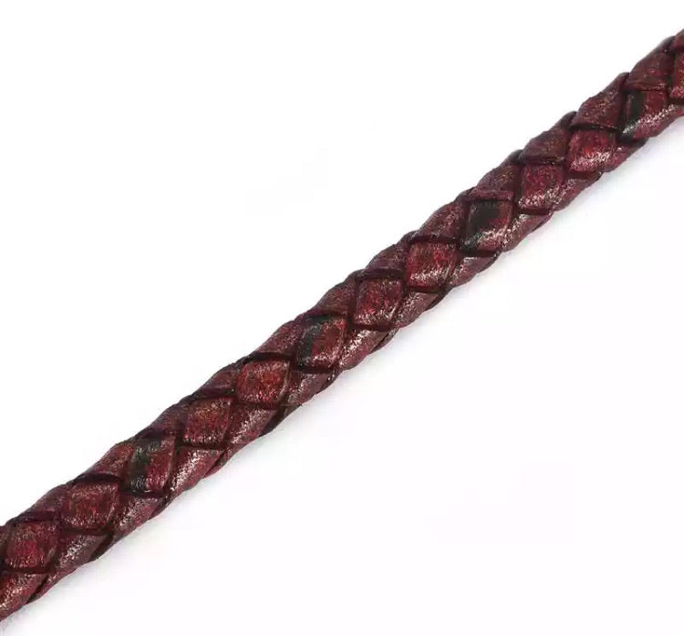Round Braided Leather Cord 6mm - AU