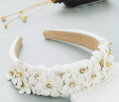 Padded Headband with flowers and Crystals - AU