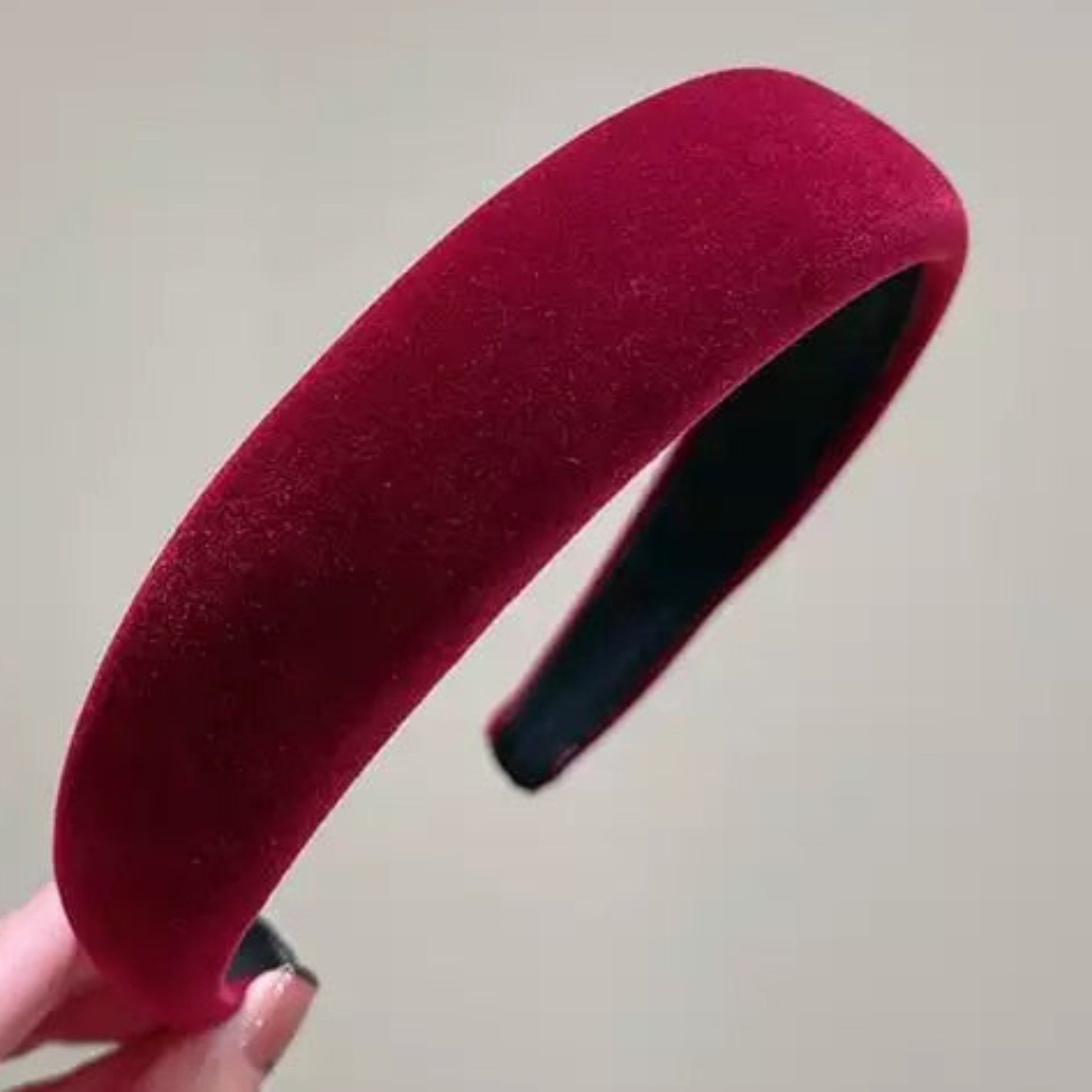 wine red velvet slightly padded headbands 