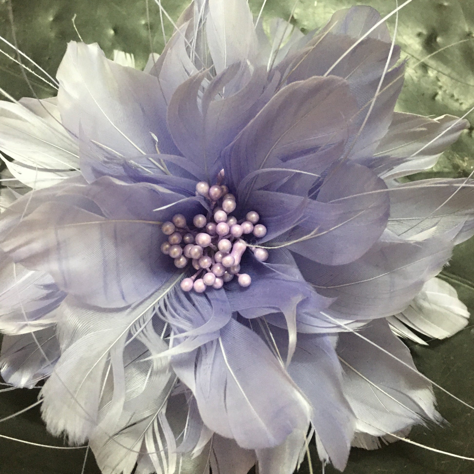 Feather Flower with Peacock Fringes (EF1097) dusty pale lilac