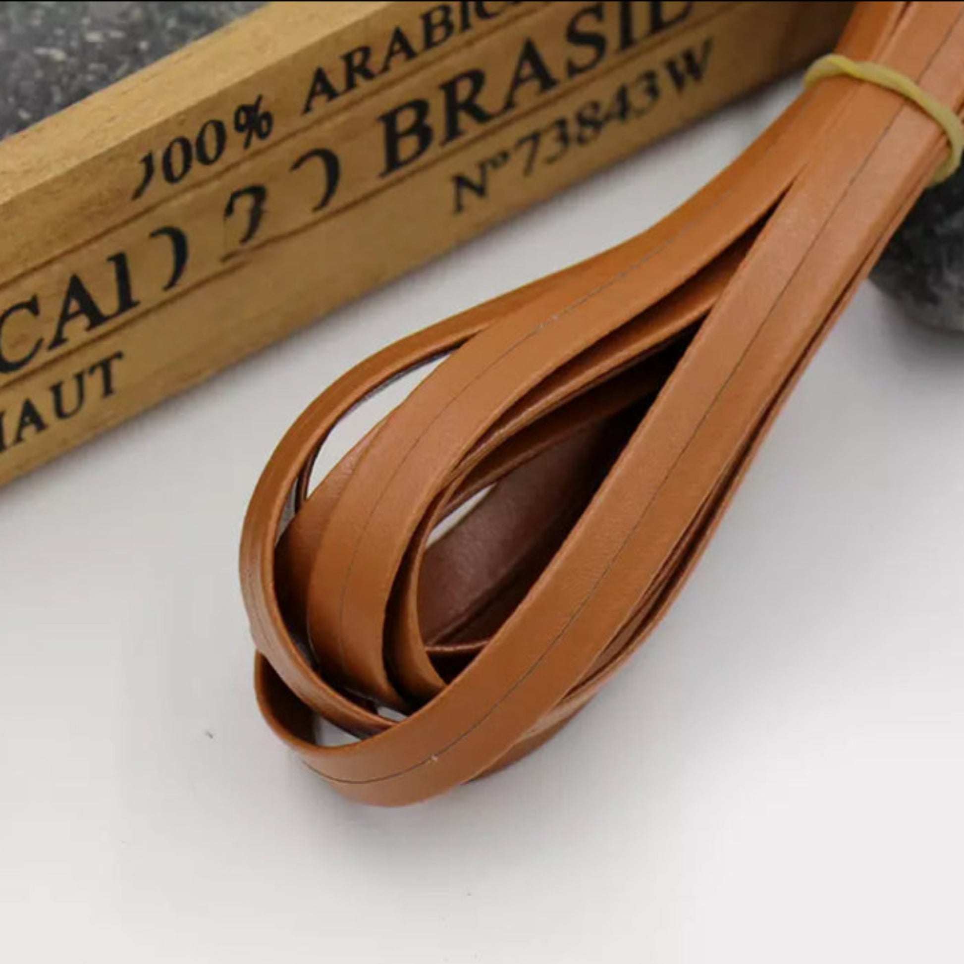 tan  10mm Faux Leather Bias Tape 