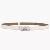 white hat band luxury split leather adjustable silver buckle