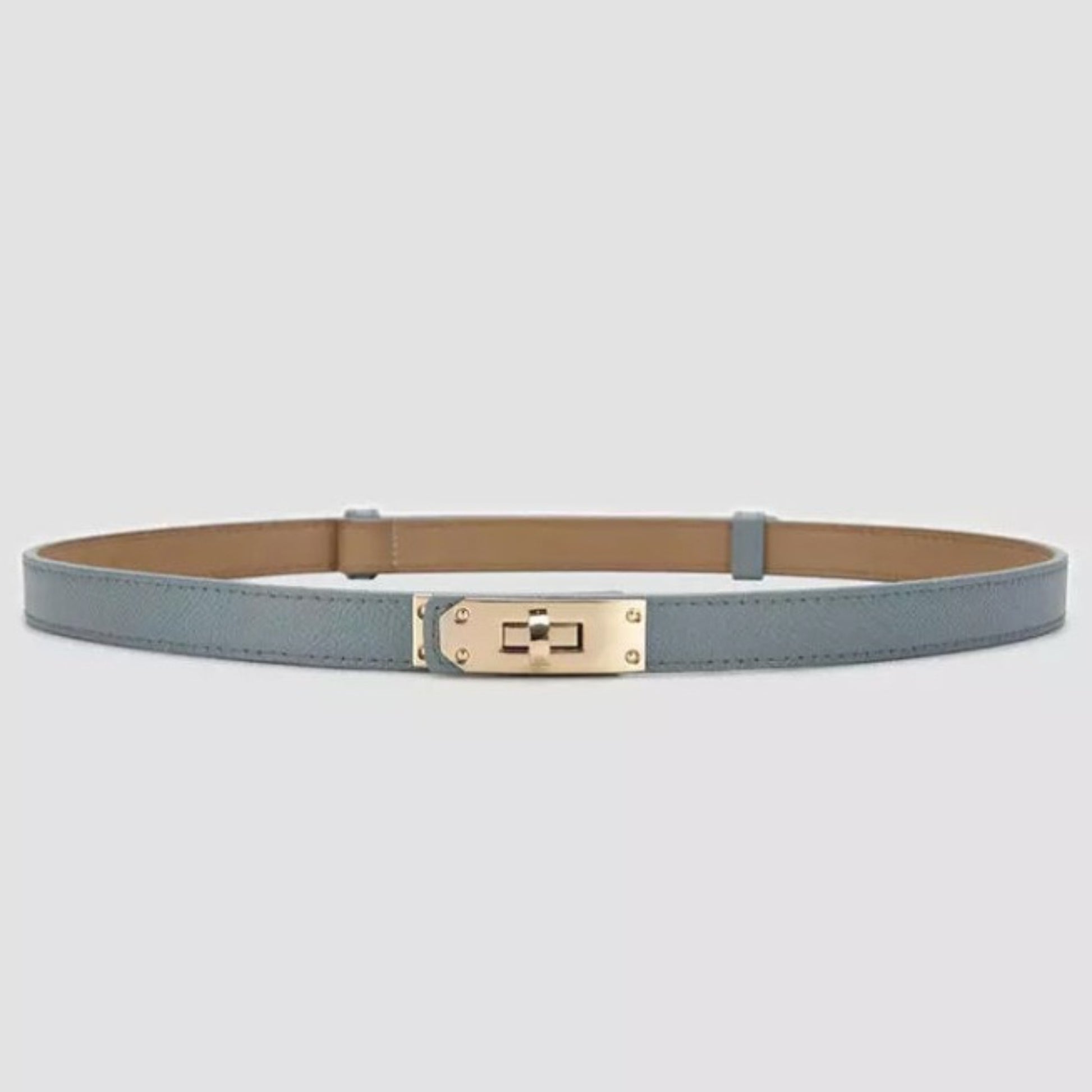 grey hat band luxury split leather adjustable gold buckle